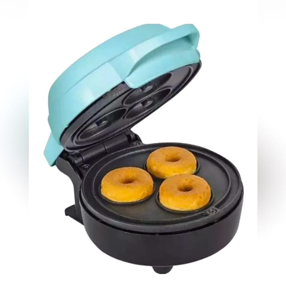Bella Mini 3 Donut Maker Nonstick Coated 350 W, Blue/Gray With Recipes NIB